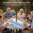 thumbnail image 3 of Round Outdoor Tablecloth with Umbrella Hole and Zipper, Blue Gray Stripes Tablecloth with Elastic Waterproof, Contemporary Minimalist Abstract Lines Patio Table Covers for 31" - 35" Pool Tables, 3 of 9
