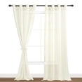 thumbnail image 3 of Hiasan Ivory Sheer Curtains with Tiebacks-Light Filtering Contemporary Window Drapes for Living Room, Bedroom, Grommet, 52" x 90", Set of 2, 3 of 10