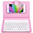 thumbnail image 1 of Clavier Sans Fil Bluetooth avec Étui en Cuir Détachable, Compatible avec Cellulaire 4.5 Pieds'-6.8 Pieds', pour Android/Windows/iOS Téléphone Intelligent, Rose, 1 of 7