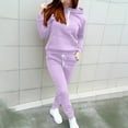 thumbnail image 2 of VBTAPA Women's Two Piece Outfits Solid Sweatsuits Set Long Sleeve Pullover Hoodie and Jogger Sweatpants Tracksuit Matching Lounge Sets 90 off Clearance Sale Purple L, 2 of 9