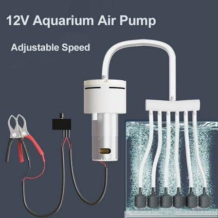 Adjustable Speed Aquarium Air Pump, DC 12V Air Pump, Suitable for Indoor and Outdoor Fish