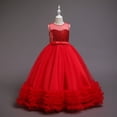 thumbnail image 3 of Vestido de verano para niña, vestido de novia con lentejuelas, vestido de princesa con malla bordada y pontón, 3 of 6