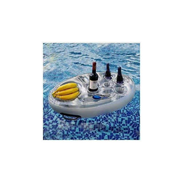Soporte inflable de PVC para bebidas, asiento de copa, posavasos de posición porosa, fruta, vino tinto, teléfono móvil, agua inflable, cama de hielo, piscina, plato de comedor, plato de comedor plate TUNC Sencillez