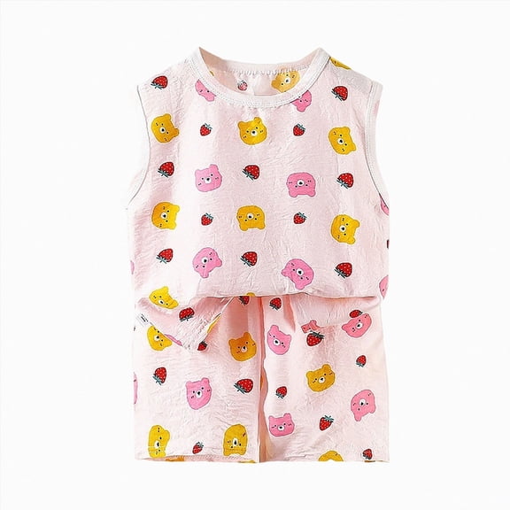 Splozh Toddler Baby Girl Clothes 6 12 18 24 Months 3T4T5T6T7T8T Ruffle Sleeveless Tank Shorts Set Summer Outfits,Pink,12-18 Months