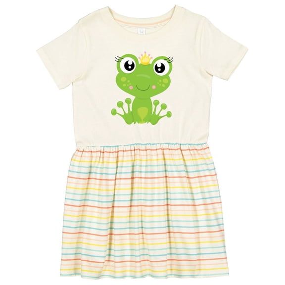Inktastic Cute Frog, Green Frog, Frog Princess, Crown Girls Toddler Dress