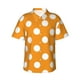 thumbnail image 1 of Balery Orange And White Polka Dot Camisas hawaianas de manga corta para hombre, camisas playeras de corte holgado, camisas de vacaciones con botones,X-Large, 1 of 7