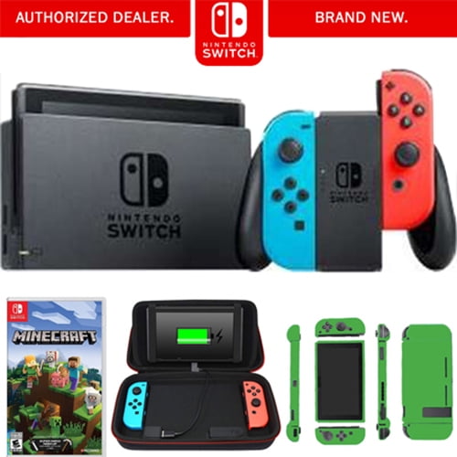 Nintendo Switch 32 Gb Console With Neon Blue And Red Joy Con Hacskabaa With Switch Minecraft Charging Case For Switch With Built In Stand mah Rechargeable Battery Switch Lime Skin Walmart Com