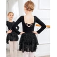 thumbnail image 4 of Oudiya Girls Ballet Leotards Long Sleeve Criss Cross Back Toddler Dance Outfits Leotard with Removable Shinny Skirt Combo 3-11Y, 4 of 8