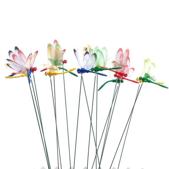 Vruelia 24Pcs 3D Dragonfly Garden Decor Dragon Fly Stakes Dragonflies Ornaments Patio Decoration
