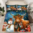 thumbnail image 2 of Homewish 3D Highland Bull Queen Sheet Sets, Magical Christmas Snowman Flat Sheet, Winter Festival Queen Fitted Sheet, Breathable Home Decor, 4pcs, 2 of 7