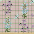 thumbnail image 2 of Dragonfly Fabric by the Yard, Botanical Pastel Themed Pattern of Campanula and Echninacea Flowers, Upholstery Fabric for Dining Chairs Home Decor Accents, Blush Pale Blue Mauve by Ambesonne, 2 of 5