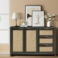 thumbnail image 7 of ARKANTOS Rattan Sideboard Buffet Cabinet with 2 Doors and 3 Drawers, Charcoal Oak, 7 of 7