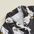 thumbnail image 6 of Cjfdfy Toddler Baby Girls Halloween Satin Pajamas Set Ghost Goose Print Short Sleeve Button Tops And Pants Set Kids Cute Halloween Holiday Fall Winter Sleepwear 1-10Y, 6 of 9