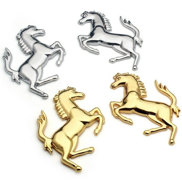 Left Right means the Horse head direction)Home Car Silver Gold Metal  Stainless Ferrari Style Horse Badge Emblem 3D Metal Sticker 
