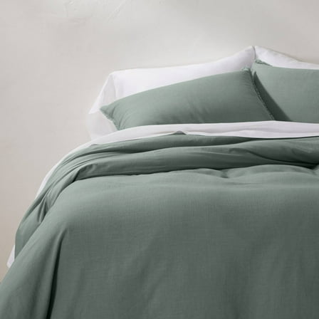 3 Piece Full/Queen Heavyweight Linen Blend Duvet Cover  Pillow Sham Set - Casaluna™