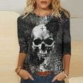thumbnail image 2 of FAVIPT Womens Plus Size Halloween Tops Happpy Halloween Day Graphic Print Blouses Round Neck 3/4 Sleeve Tees Casual Trendy Fall Novelty Tops Multicolor,XXXXL, 2 of 5