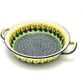 thumbnail image 2 of Polish Pottery Baker - Round with Handles - 8" - Daffodil, 2 of 5