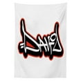 thumbnail image 3 of Ambesonne David Tablecloth Rectangular Table Cover, Scribbling Boys Name, 52"x70", Vermilion White, 3 of 4