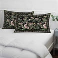 thumbnail image 3 of Black Spring Floral Pillow Covers, Linen Long Throw Pillow Case, Elegant Pastoral Flowers Birds Watercolor Holiday Pillow Protector Decorative Cushion Cover for Living Room/Bedroom 24" x 36", 3 of 8