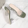 thumbnail image 6 of Chunky Heels for Women Clear Block Heels Sandals Square Toe Open Toe Transparent Strap Comfortable Dress Shoes Slip on Mules Green 6(37), 6 of 9