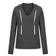 thumbnail image 4 of Señoras de invierno y otoño Casual Color sólido Cordón con cuello en V Fleece Bottoming Shirt Suéter con capucha Tops Fridja bvmnju6332, 4 of 8