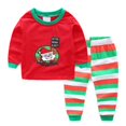 thumbnail image 1 of Conjunto de pijamas para bebés y niños, ropa de algodón supercálida, camiseta, pantalones a rayas, 2 piezas, novedad, navidad, 1 of 4
