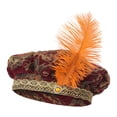 thumbnail image 3 of Sombrero de rey medieval con plumas, sombrero de copa tipo muffin para eventos y representaciones teatrales. Rojo, 3 of 7