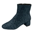 thumbnail image 2 of Mostsola Womens Fall Boots Sparkly Sequin Block Heel Ankle Boots Zip up Square Toe Dressy Booties, 2 of 3