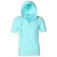 thumbnail image 2 of INSPIRE CHIC Men's Short Sleeve Hoodies Solid Color Zip Up Jackets with Hood 2XL Teal, 2 of 8