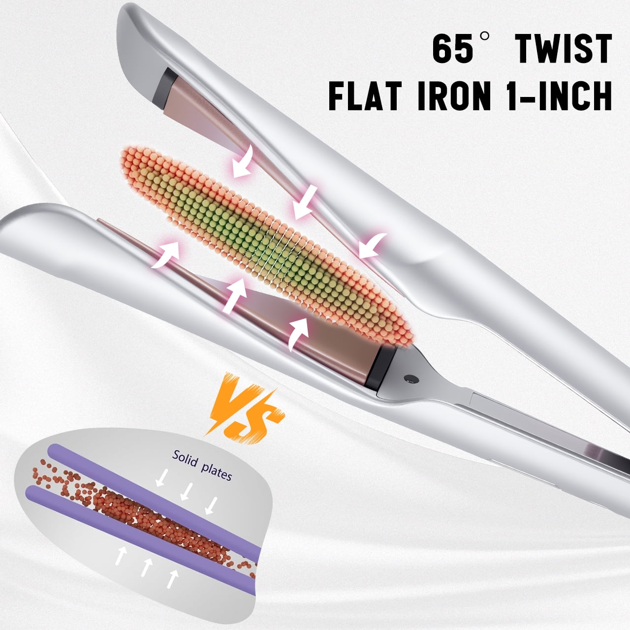 HATTEKER Professional 2-in-1 Curling & Straightening Iron - Hair Straightener - Curling Iron - 11 Temperature Settings - Auto Shut-off - Silver