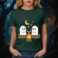 thumbnail image 4 of TOWED22 Halloween T Shirt Women Crew Neck Short Sleeve Cute Bow Ghost Graphic T Shirts - Spooky Print Loose Top Funny Fashion Clothes(Dark Green,M), 4 of 8
