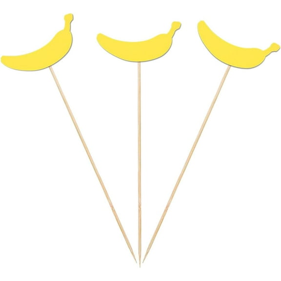 Banana Centerpiece Sticks, 12-Pack Table Topper Double-Sided Fruit Birthday Baby Shower Party Decorations