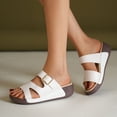 thumbnail image 6 of HomeDM Women's Wedge Sandals Summer Flatform Comfort Plantar Slip On Sandals for Beach Travel, White Size 7, 6 of 8