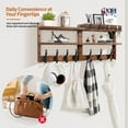 thumbnail image 5 of Coat Rack Wall Mount with Shelf, Pine Two-Tier Wall Shelf Mounted Coat and Key Hanger with 7 Heavy Duty Hooks 4 Key Hooks, Entryway Key Holder with Mail Holder for Bedroom,Living Room (Brown), 5 of 7