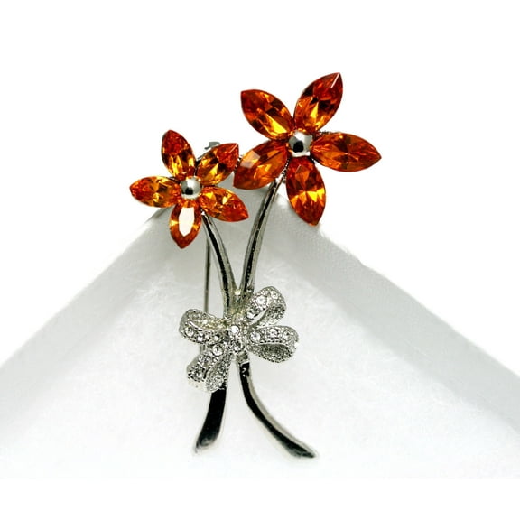 Crystal Lily Silver Brooch, Rhinestone Lily Flower Pin, Spring Flower Fashion Jewelry For Women