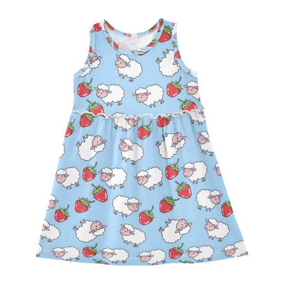 Dress Wolf Pale Yellow Star Sleeveless Dress for Hem A-Line Casual Sundress