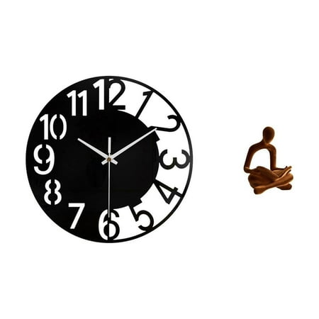 Acrylic Wall Clock Abstract Thinker Statue Sculpture Silent Easy to Read Modern Decor for Office Home Hotel