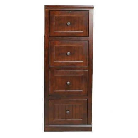 American Heartland 75004BR Poplar 4 Drawer File Cabinet Burnt Red
