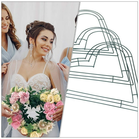 PBPBOX Flower Shaped Frame Iron Circle 4Pcs Green For Christmas Decoration