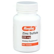Rugby Zinc Sulfate 220 mg Tablets - Made with Zinc Sulfate Heptahydrate - Dietary Supplement - 100 Tablets