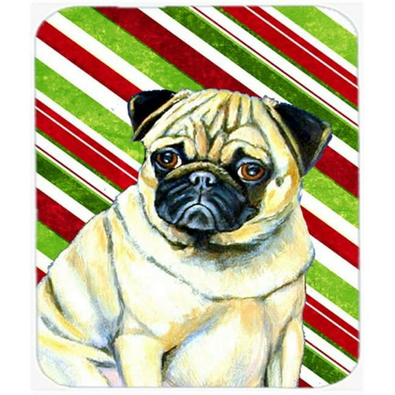 Pug Candy Cane Holiday Christmas Mouse Pad, Hot Pad Or Trivet