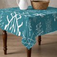 thumbnail image 4 of Teal Snowflake Christmas Table Cloth Waterproof Tablecloths, Xmas Snowflake Tablecloth Dining Table Cover for Kitchen Party Tabletop Outdoor, Square Tablecloth 54x54 Inch, 4 of 9