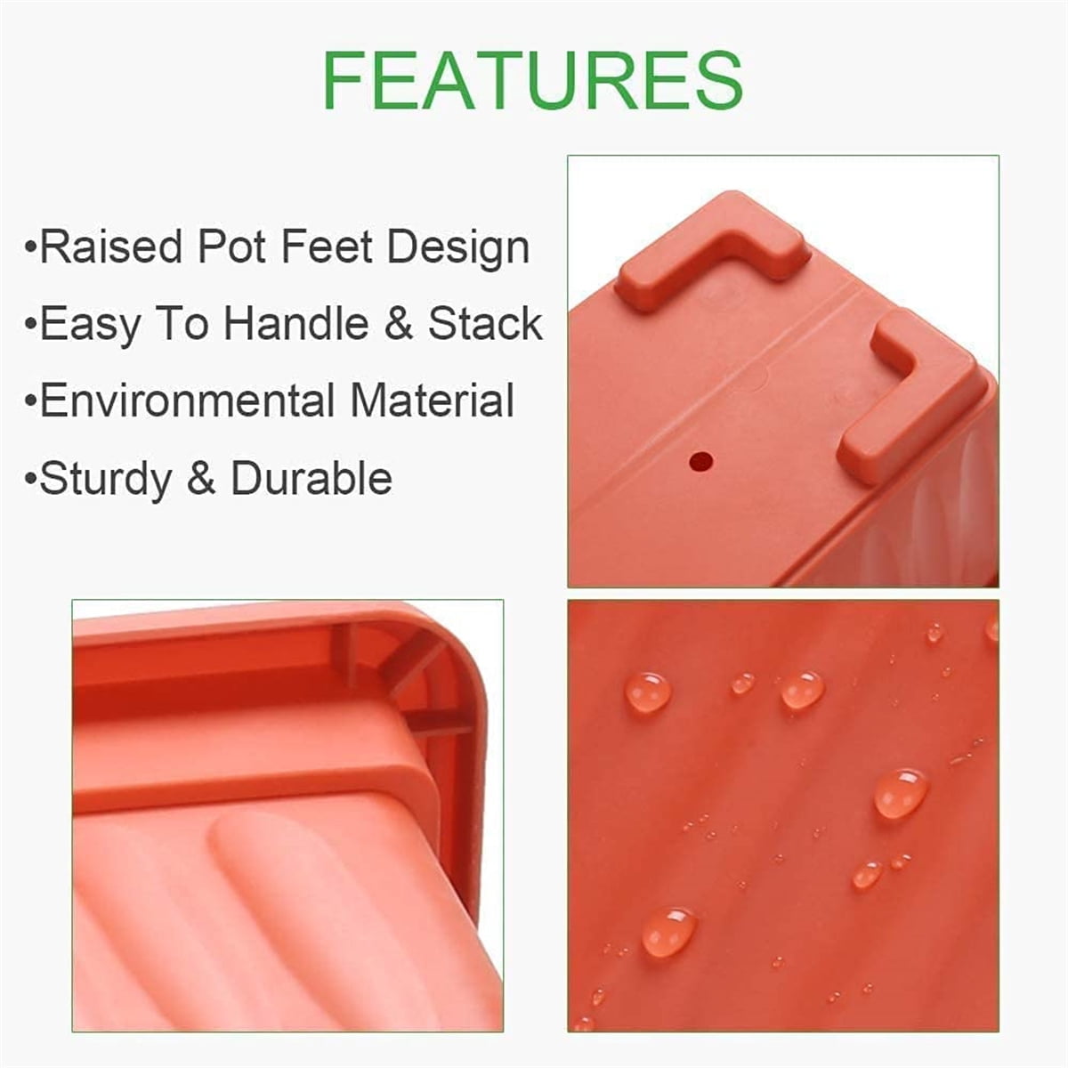 Casewin 3 Pack Window Box Planters, 17 Inches Plastic Rectangular Window Planters Flower Box Planter Plant Containers with Tray for Balcony, Windowsill, Garden (Terracotta)