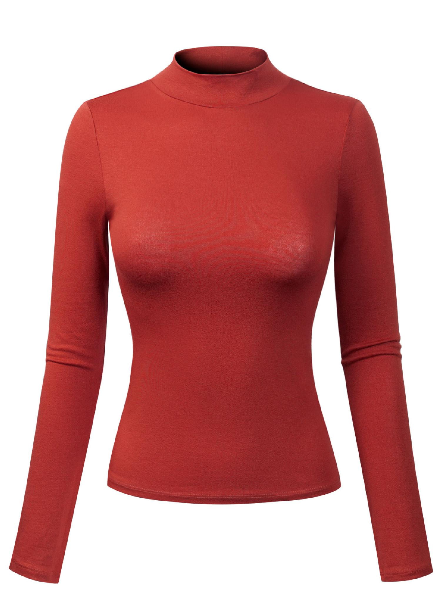 MixMatchy Womens Solid Tight Fit Lightweight Long Sleeves Mock Neck Top MixMatchy Womens Solid Tight Fit Lightweight Long Sleeves Mock Neck Top