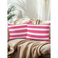 thumbnail image 2 of Waterproof Outdoor Throw Pillows with Inserts 12"x20" Set of 2, Pink Striped Soft Decorative Pillowcases for Couch Bedroom, Modern Simple Monochrome Geometric White Pillow Covers for Sofa Living Room, 2 of 8