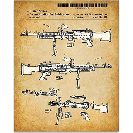 M240 Machine Gun Art Print - 11x14 Unframed Patent Print - Great Shooting Range Decor or Gift for Gun