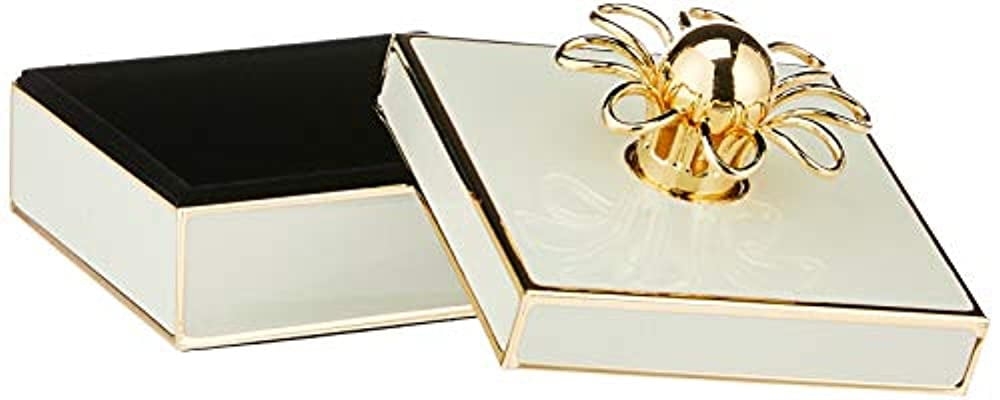 kate spade new york Keaton Street Cream Jewelry Box, Metal with Gold  Accents 