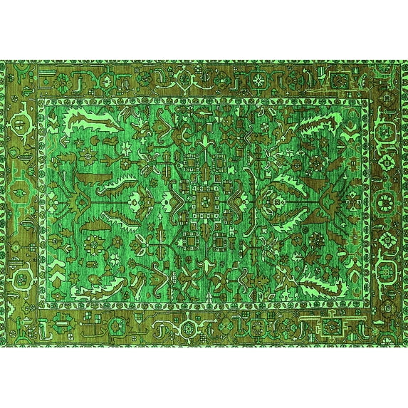 Ahgly Company Indoor Rectangle Animal Green Traditional Area Rugs, 2' x 3'