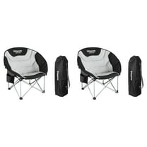 KingCamp Folding Saucer Chair with Cup Holder Storage, Black/Medium Gray
