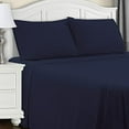 thumbnail image 2 of SUPERIOR 100% Brushed Cotton Flannel Bedding Sheet Set, Queen, Navy Blue, 2 of 4